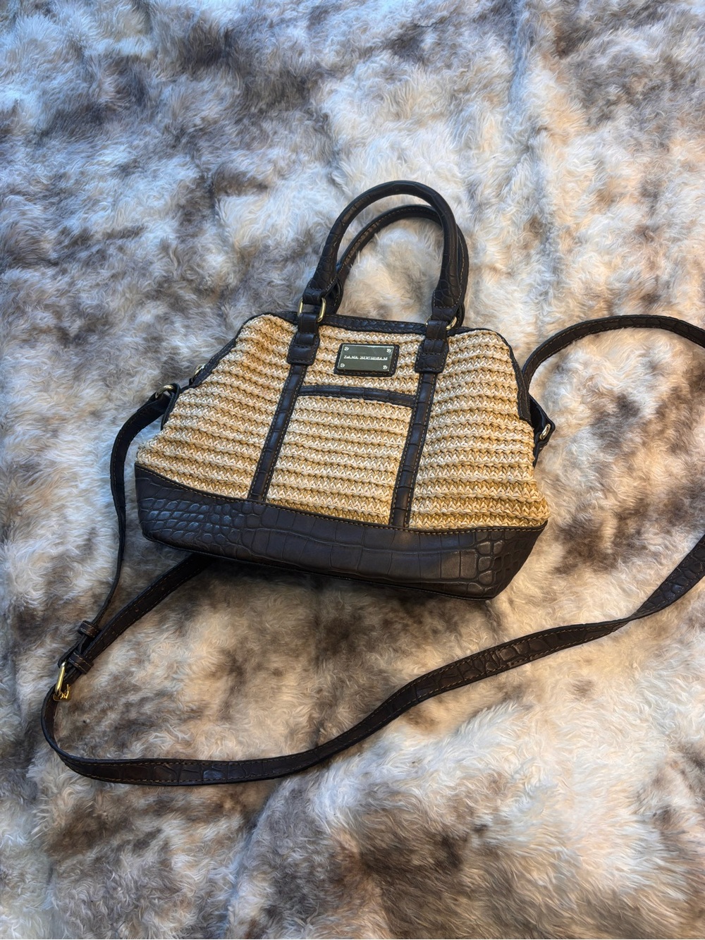 Dana Buchman Tan Woven Crossbody